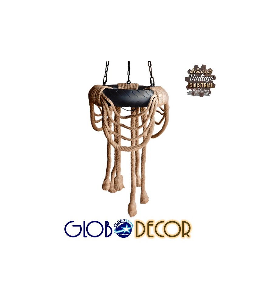 GLOBOSTAR® RUNNER 01115 Vintage Κρεμαστό Φωτιστικό Οροφής με Ντουί 6 x E27 AC 220-240V IP20 - Μαύρο & Μπεζ - Μ45 x Π45 x Υ60cm
